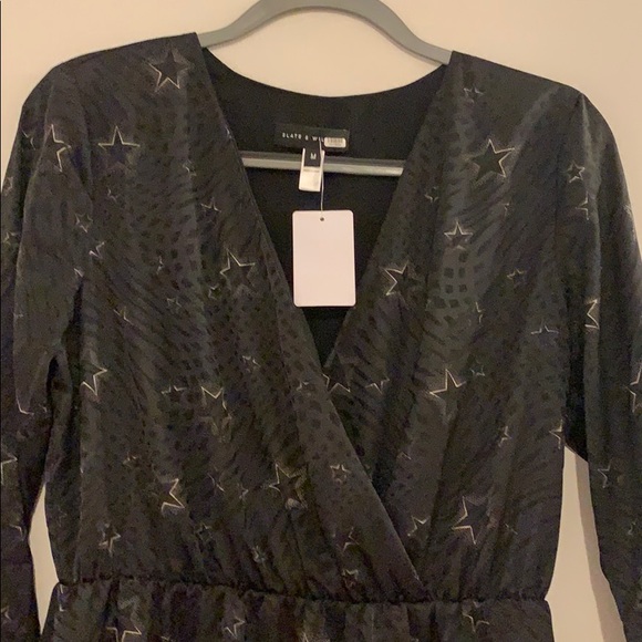 Size Medium Slate & Willow Patterned Black Dress - Picture 6 of 6
